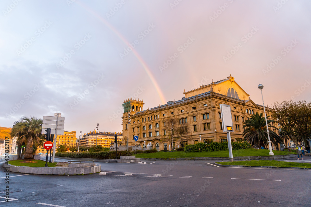 Rainbow in the beautiful city of San Sebastian, in the province of Gipuzkoa in the Basque Country