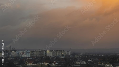 Wallpaper Mural Time lapse of fast moving stormy clouds on dark yellow sky at sunset. Torontodigital.ca