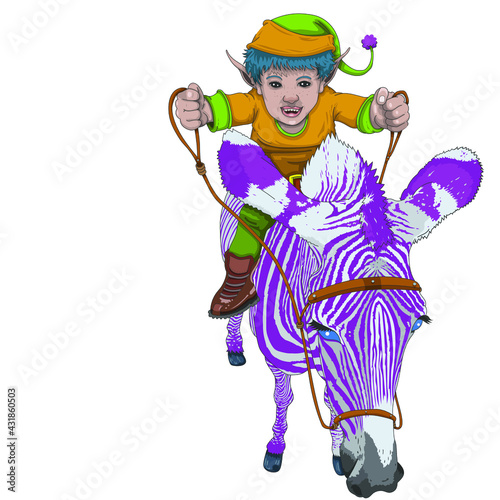 Lutin sur son zèbre de monte