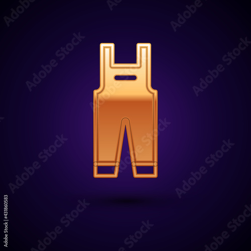 Gold Work overalls icon isolated on black background. Vector