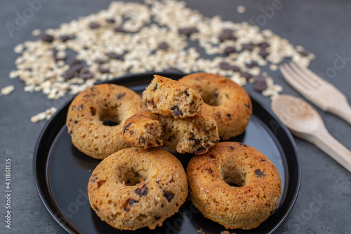 fresh home made chocolate chip donuts photo