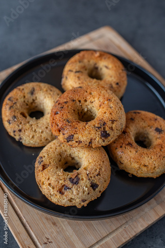 fresh home made chocolate chip donuts