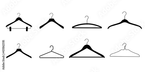 Plastic and metal wire coat hangers, clothes hanger on a white background