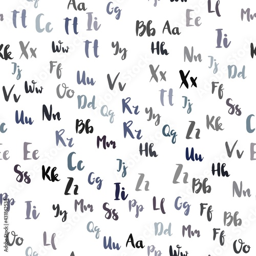Light BLUE vector seamless texture with ABC characters.