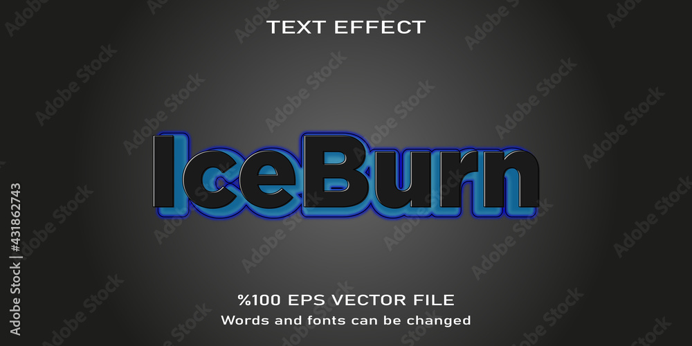 Ice Burn Editable Text Vector