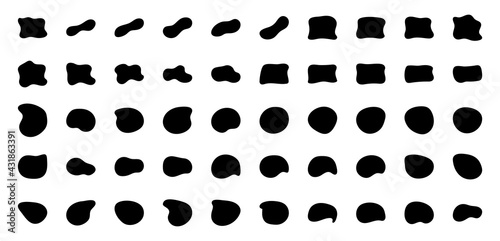 Blob shapes vector set. Organic abstract splodge elemets monochrome collection. Inkblot simple silhouette