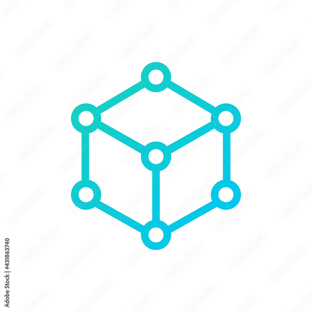 Blue linear blockchain technology modern icon design. Vector. Blue linear blockchain technology modern icon design. Vector.