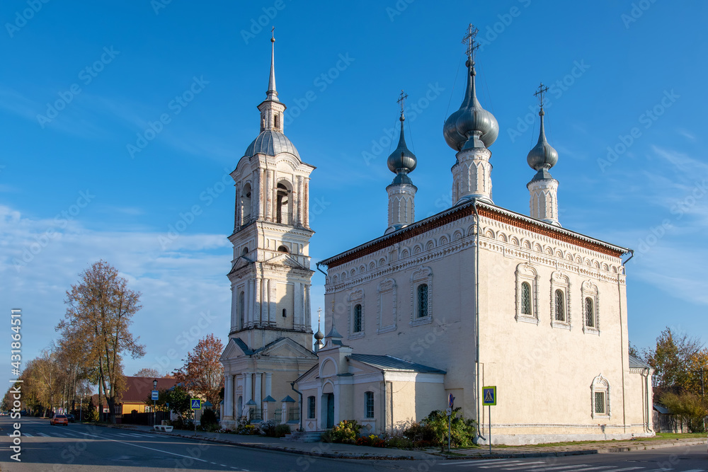 View of Smolenskaya church on sunny autumn day. Suzdal town, Vladimir Oblast, Russia..