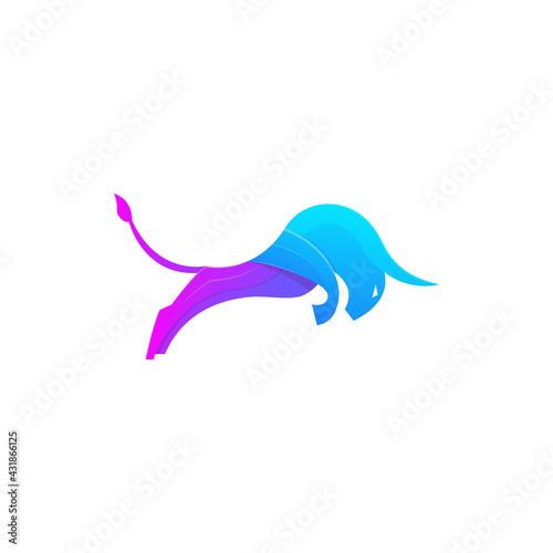 Colorful style gradient bull logo illustration