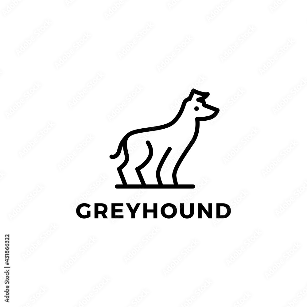 greyhound dog monoline logo vector icon illustration