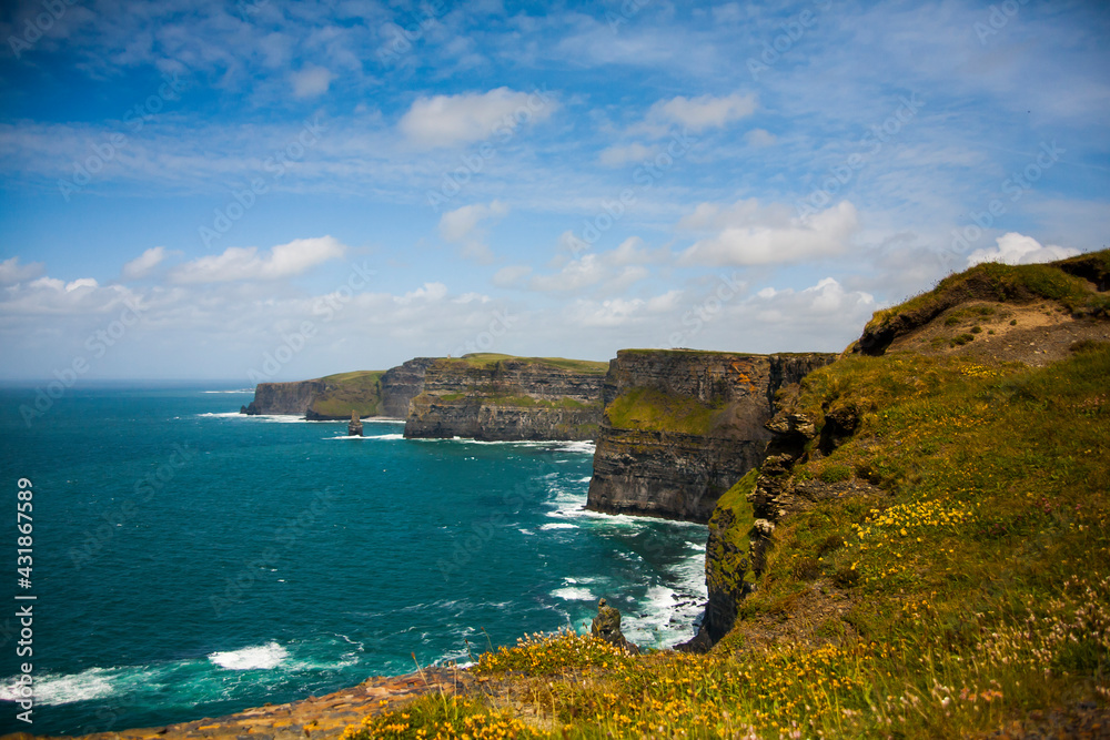 Spring landscape in Cliffs of Moher (Aillte An Mhothair), Ireland