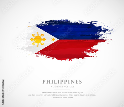 Abstract watercolor brush stroke flag for independence day of Philippines