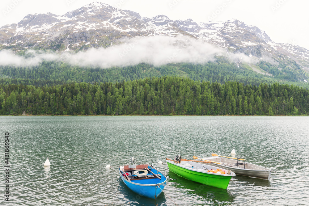 This lake is beautiful and in cloudy weather, St. Moritzersee, St. Moritz, Switzerland