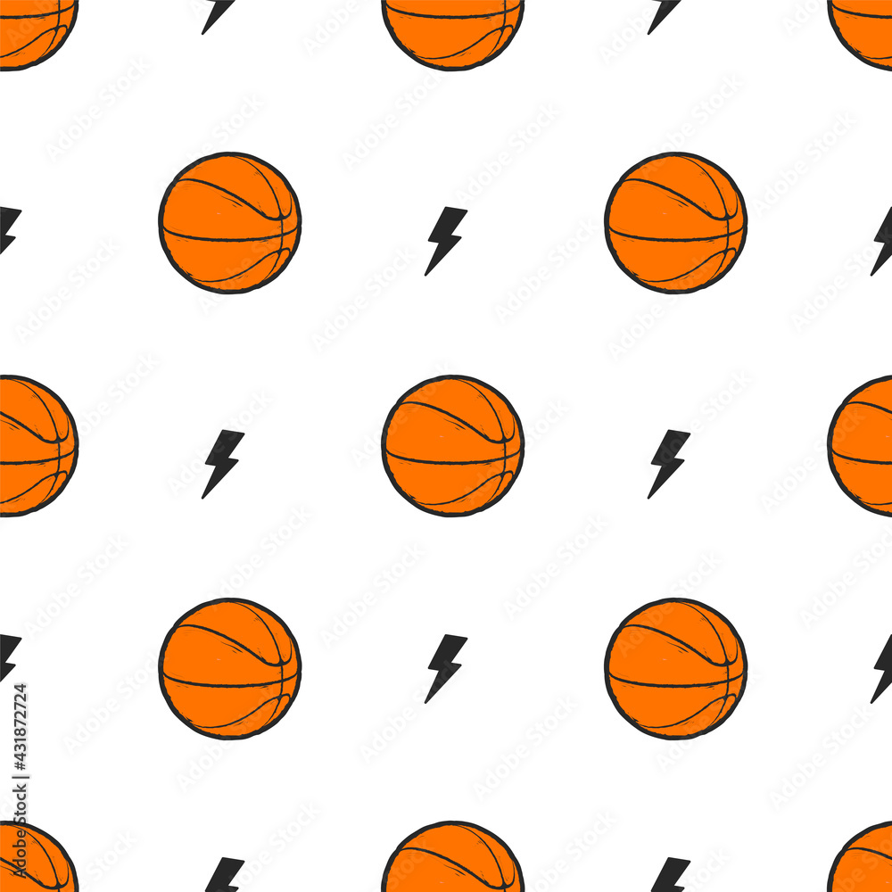 Basketball vector logo, vintage sport ball design