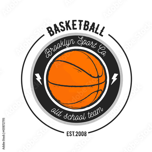 Basketball vector logo, vintage sport ball design © Podessto