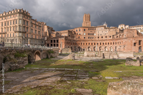 Beautiful view of Rome in Italy. Ancient historical ruins, famous monuments, alley's and streets.