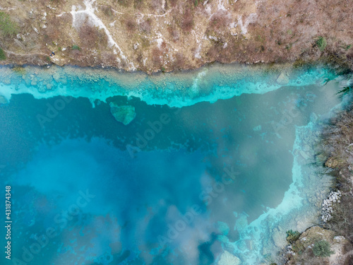 Crystal clear waters of the Cornino lake. Magic