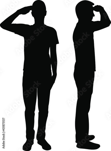 silhouettes of men doing a military salute