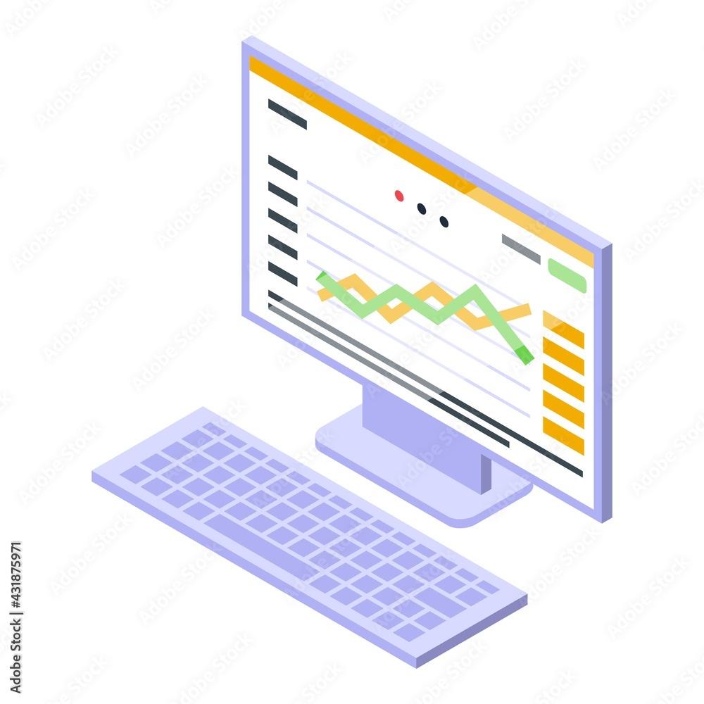 Crypto analytics icon. Isometric of Crypto analytics vector icon for web design isolated on white background Crypto analytics icon. Isometric of Crypto analytics vector icon for web design isolated on white background