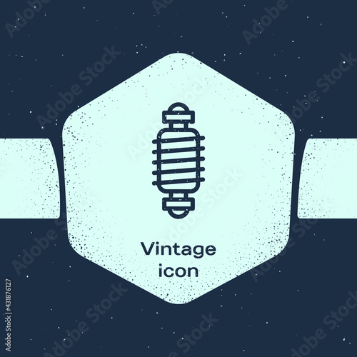 Grunge line Bicycle suspension icon isolated on blue background. Monochrome vintage drawing. Vector