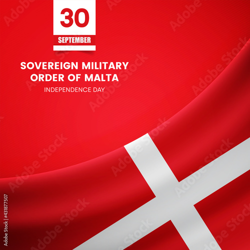 Creative Sovereign Military Order of Malta flag on fabric texture. Vintage style independence day background