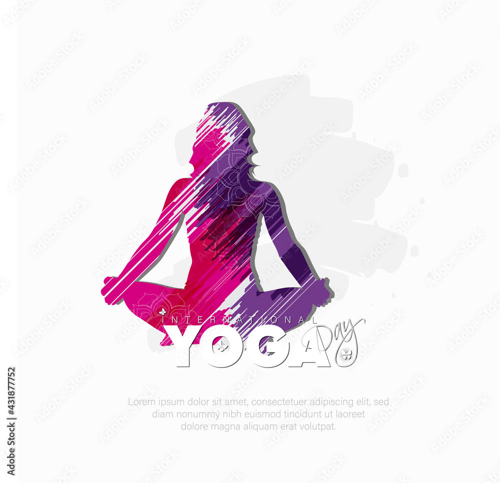 21 june-international yoga day,paper cut yoga body posture, human silhouette and sun rays, vector illustration - Vector 21 june-international yoga day,paper cut yoga body posture, human silhouette and sun rays, vector illustration - Vector