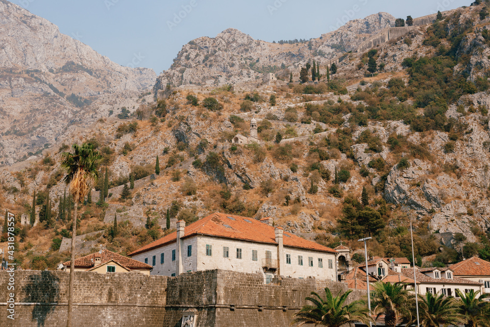 Church of Our Lady of Remedy on the wall above the old town of Kotor in Montenegro