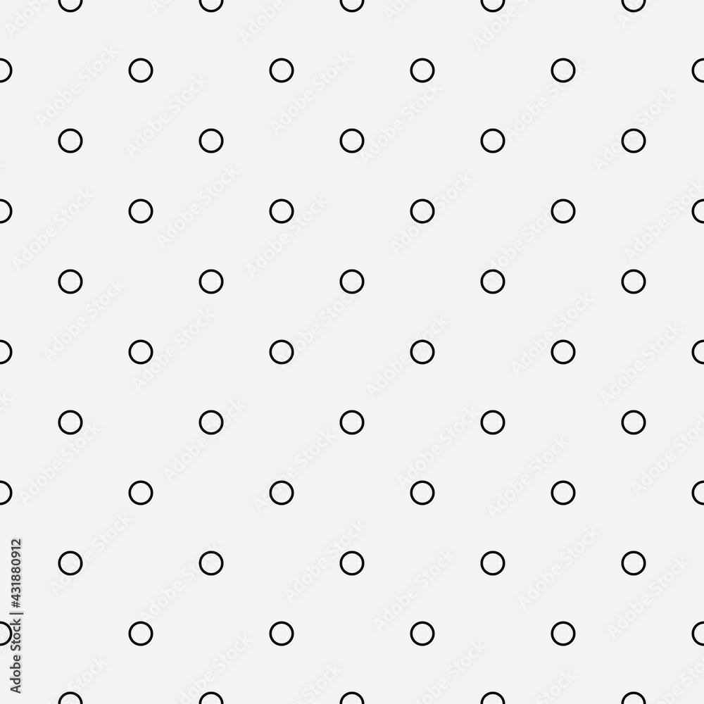 Black empty circles. Vector diagonal grid. White background.
