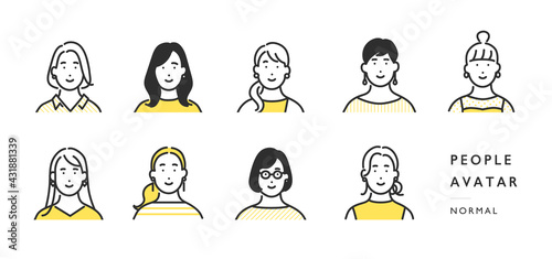 女性の上半身アイコンのイラスト素材