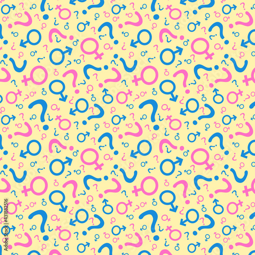 vector pattern in blue and pink tones on the theme of gender reveal party