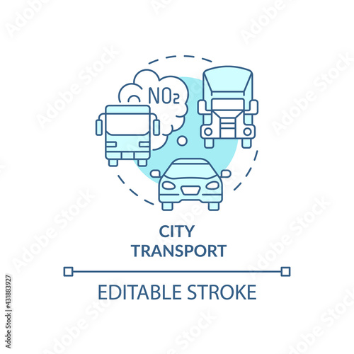 City transport concept icon. Outdoor air pollutant idea thin line illustration. Developing countries problem. Risks to human health. Vector isolated outline RGB color drawing. Editable stroke