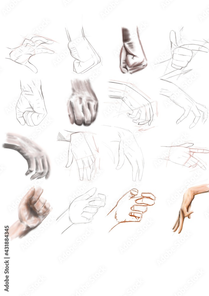 diseño referencias de manos ilustracion