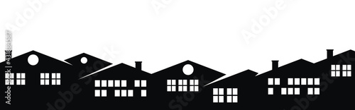 Black silhouette of suburb