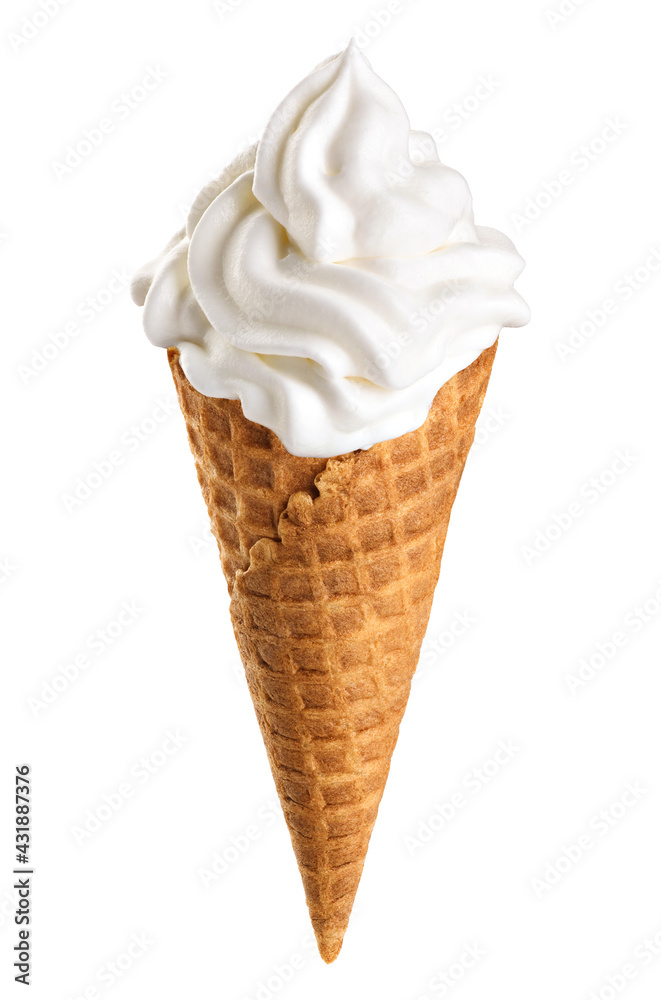 Ice cream in cone isolated on white background. Ice cream in cone isolated on white background.