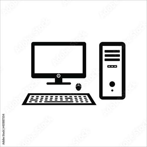 The computer icon. PC symbol. Flat illustration. Flat vector illustration.