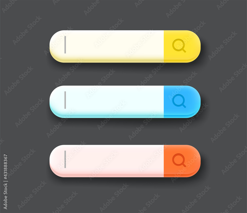 Searching web bar vector set. 3d cute style vector illustration