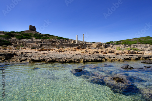 Fototapeta Naklejka Na Ścianę i Meble -  ITALY - SARDINIA - the ruins of the ancient city of Tharros on the western coast of Sardinia in the Sinis peninsula