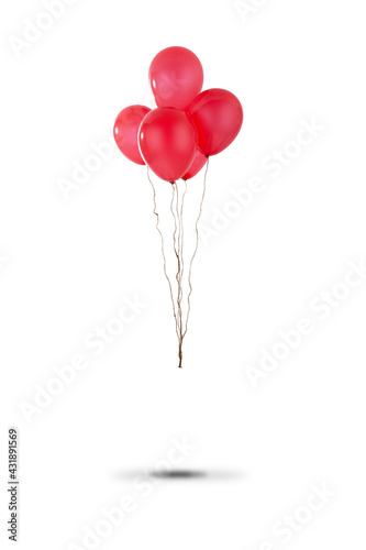 Small bunch of red balloons isolated on white