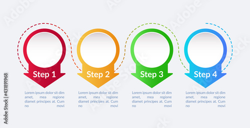 Company future path vector infographic template. Creative presentation design elements with text space. Data visualization with 4 steps. Process timeline chart. Workflow layout with copyspace