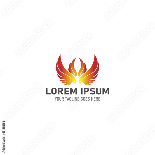 business logo design fire wings vector sign template