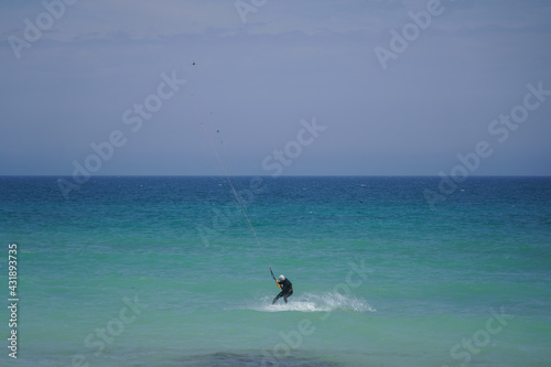 kitesurfing athlete in the Black Sea, Vama Veche, Romania.