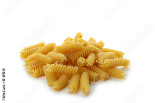 Uncooked raw pasta isolated on white background