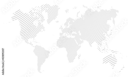 gray lines world map on white background