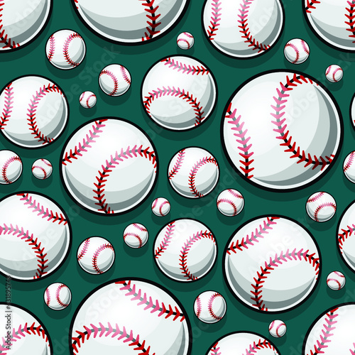 Baseball softball ball seamless pattern vector graphic. Ideal for wallpaper, packaging, fabric, textile, wrapping paper design and any kind of decoration.