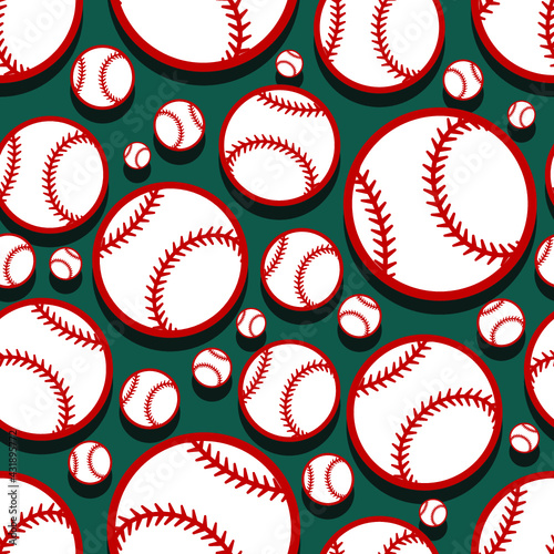 Baseball softball ball seamless pattern vector graphic. Ideal for wallpaper, packaging, fabric, textile, wrapping paper design and any kind of decoration.