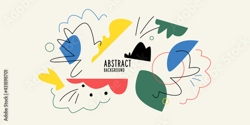 Abstract background with various hand-drawn elements in the doodle style. A template for placing your text and design.