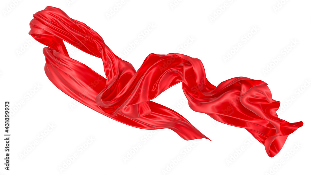 Beautiful flowing fabric of red wavy silk or satin. 3d rendering image. Beautiful flowing fabric of red wavy silk or satin. 3d rendering image.