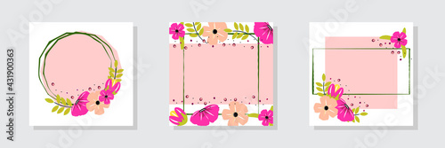 Floral templates for summer advertisements, banners, invitation cards, flower shops. Vector templates.