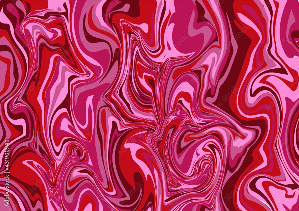graphic texture in the form of marble in red and rose, groovy banner background, red waves in psychedelic form