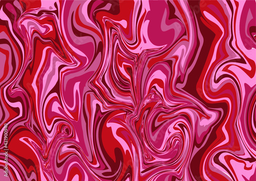 graphic texture in the form of marble in red and rose, groovy banner background, red waves in psychedelic form